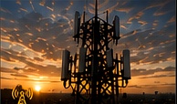 Telecom tower at sunset